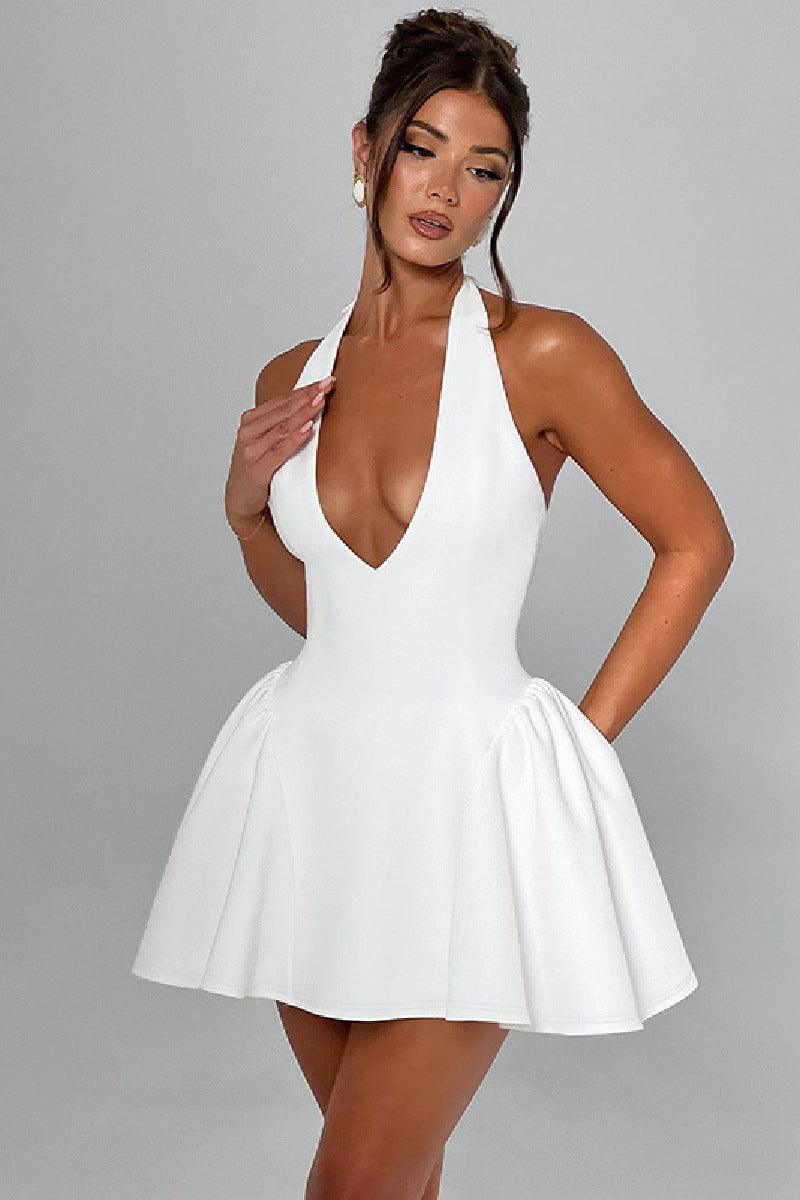 Sexy deep V halter sleeveless waist slimming cocktail dress 847740943644 - COCOMELODY