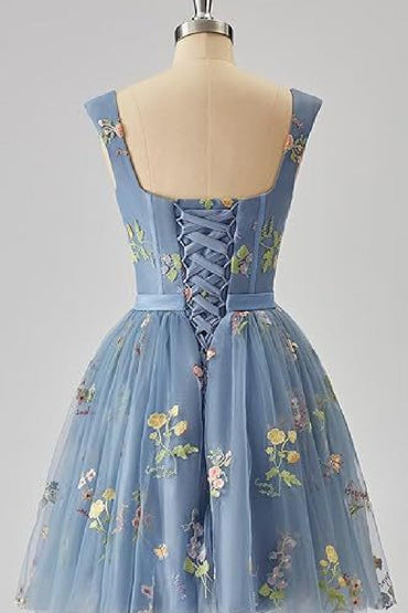 A-Line Mini Tulle Homecoming Dress 963403607667