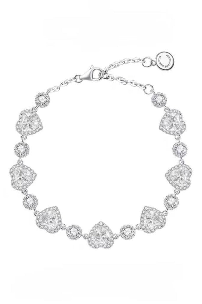 CZ Inlaid Bracelet Adjustable Thin Chain White Copper Silver 926000156001