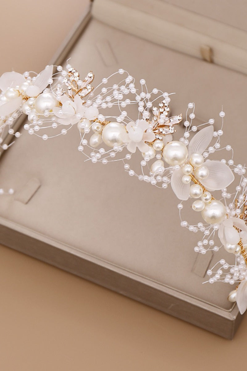 Romantic Princess Pearl Floral Flower Girl Headband 618018628212