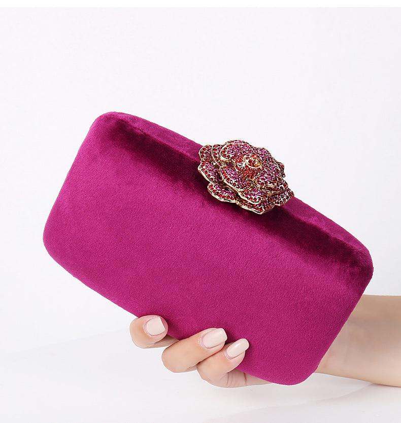 Fine Diamond Dinner Bag Flannel Clutch Bag Chain Party 609389165076 - COCOMELODY