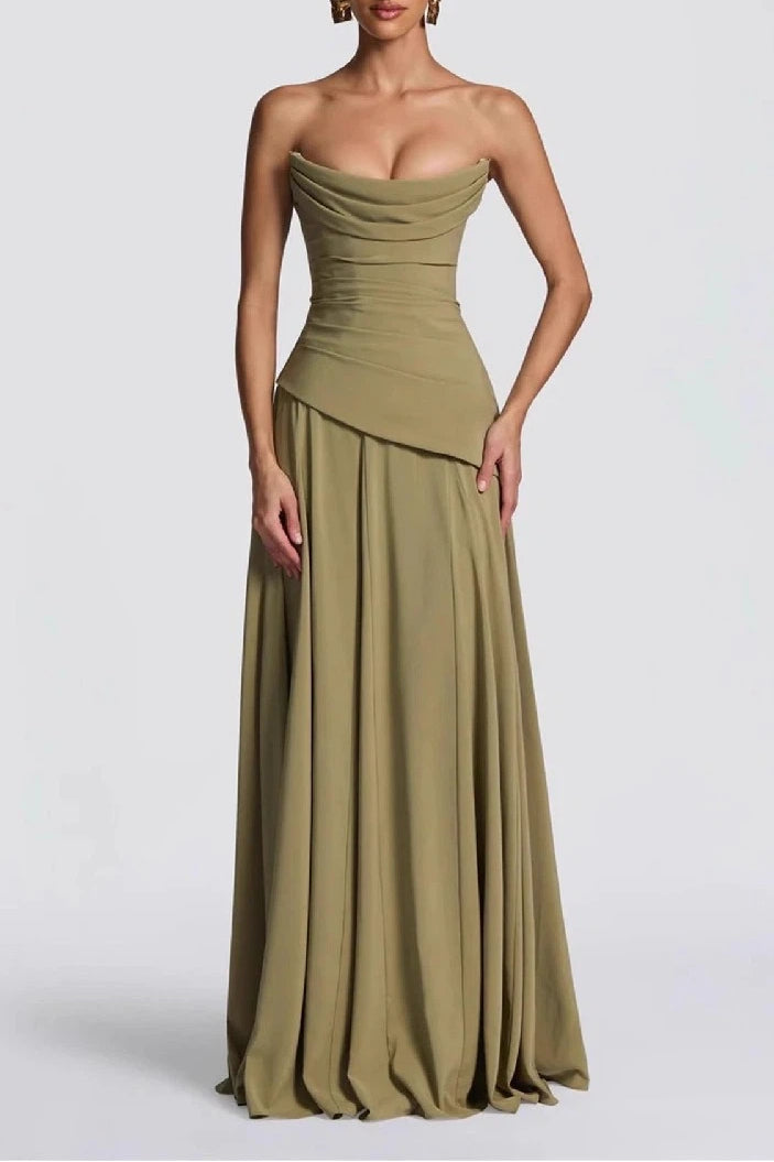 Sheath-Column Floor Length Silk-Like Wedding Guest Dress 1037538978797