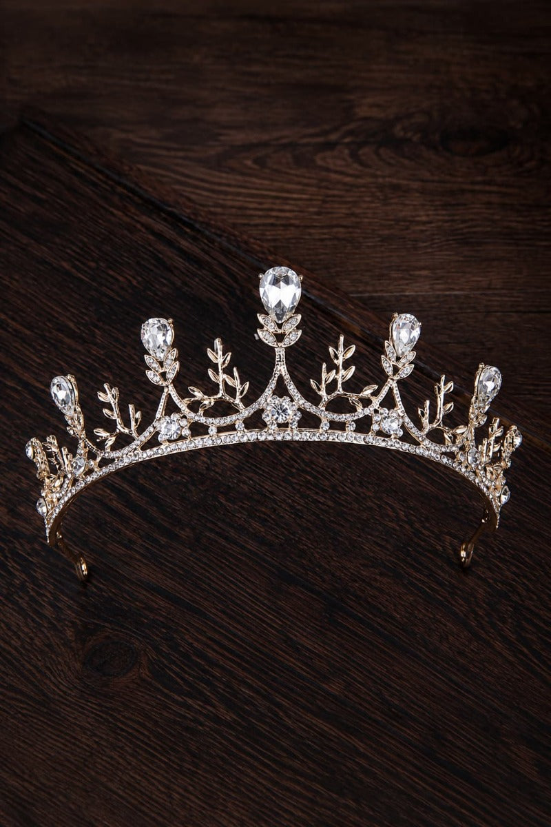 Baroque Teardrop Crystal Flower Girl Tiara Headband 618827223383