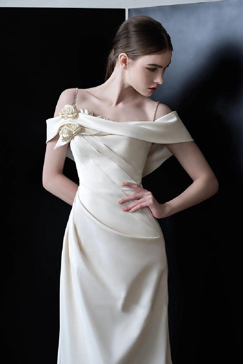 Trumpet-Mermaid Sweep-Brush Train Satin Wedding Dress 746403059748 - COCOMELODY