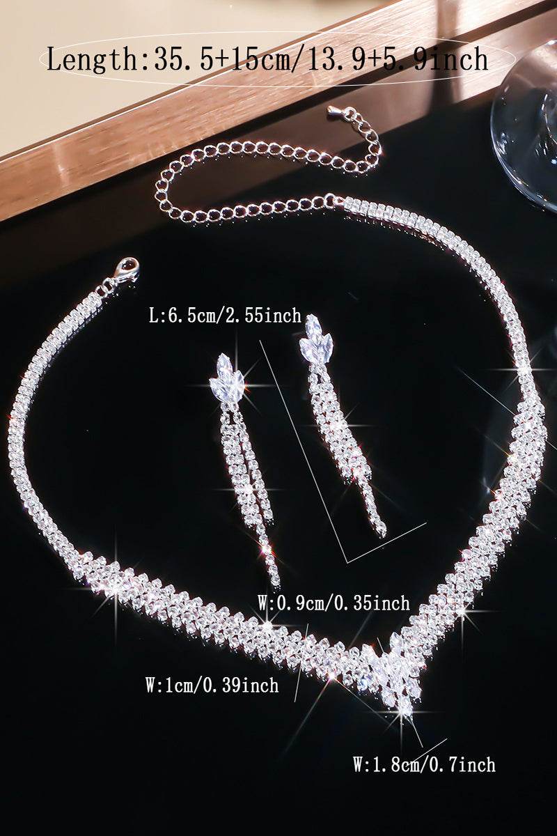 Elegant Rhinestone Wedding Earrings/Necklace Jewelry Sets (Set of 2) 944831515216 - COCOMELODY