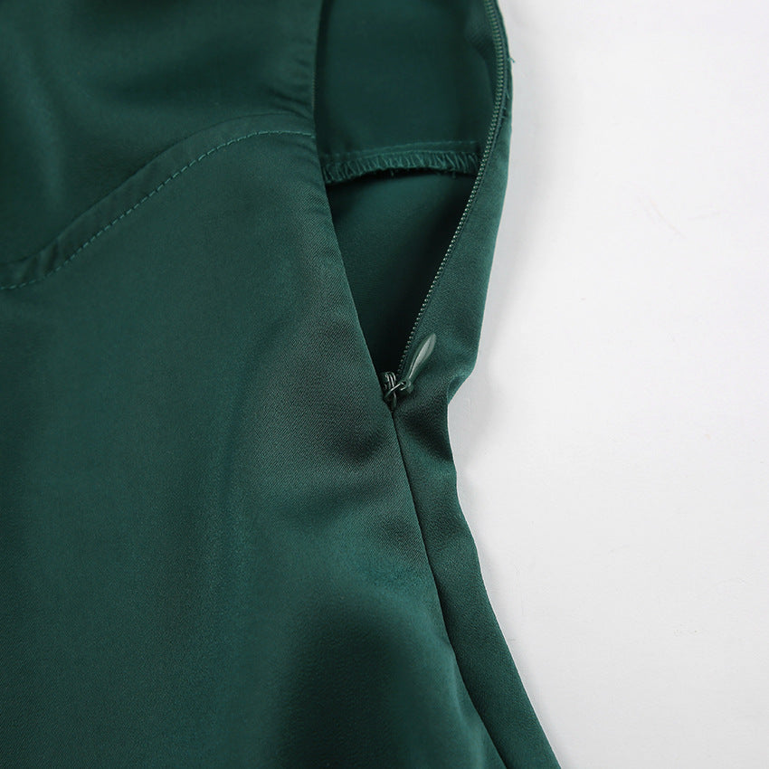 Square collar puffy sleeve cocktail dress 753485229390