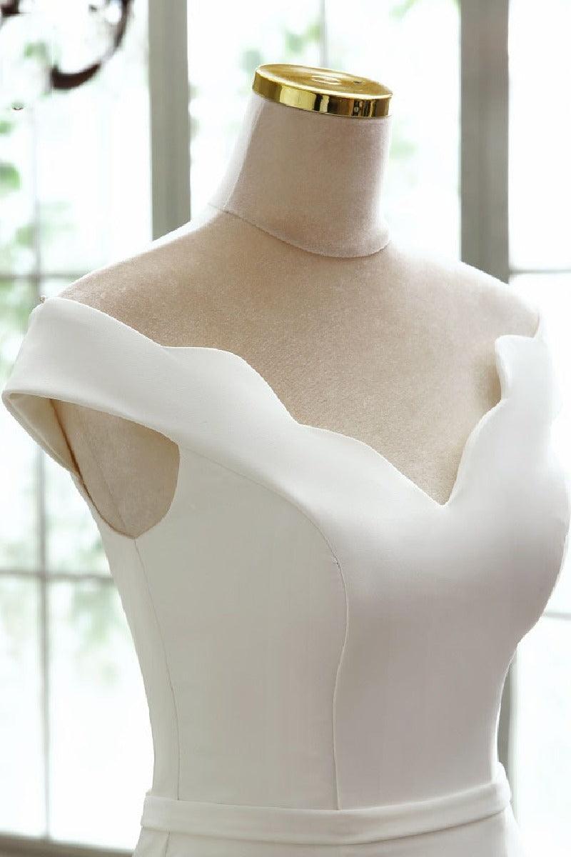 Trumpet-Mermaid Sweep-Brush Train Satin Wedding Dress 668249752543 - COCOMELODY