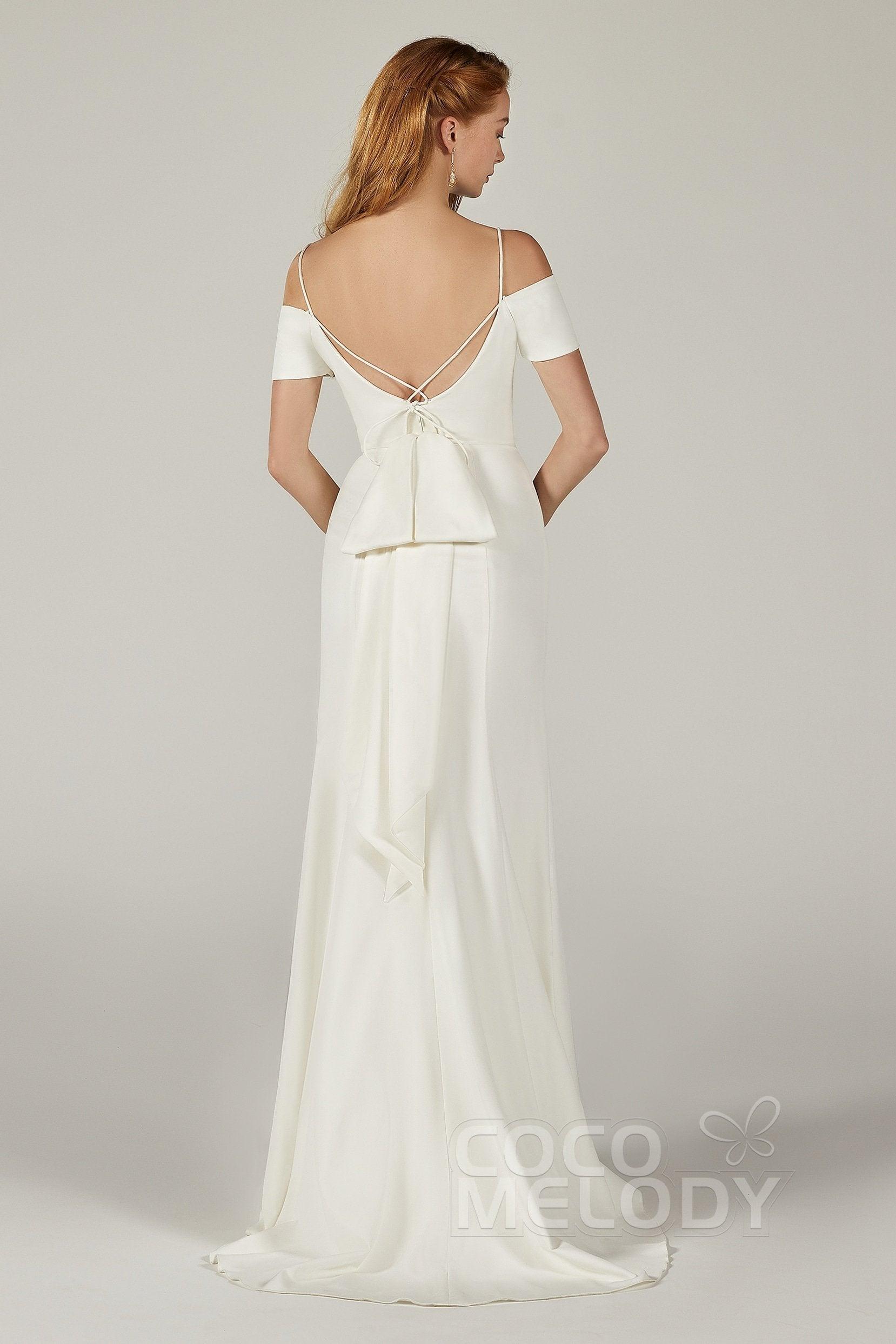 Trumpet Sweep Train Elastic Fabric Wedding Dress CW2215 - COCOMELODY