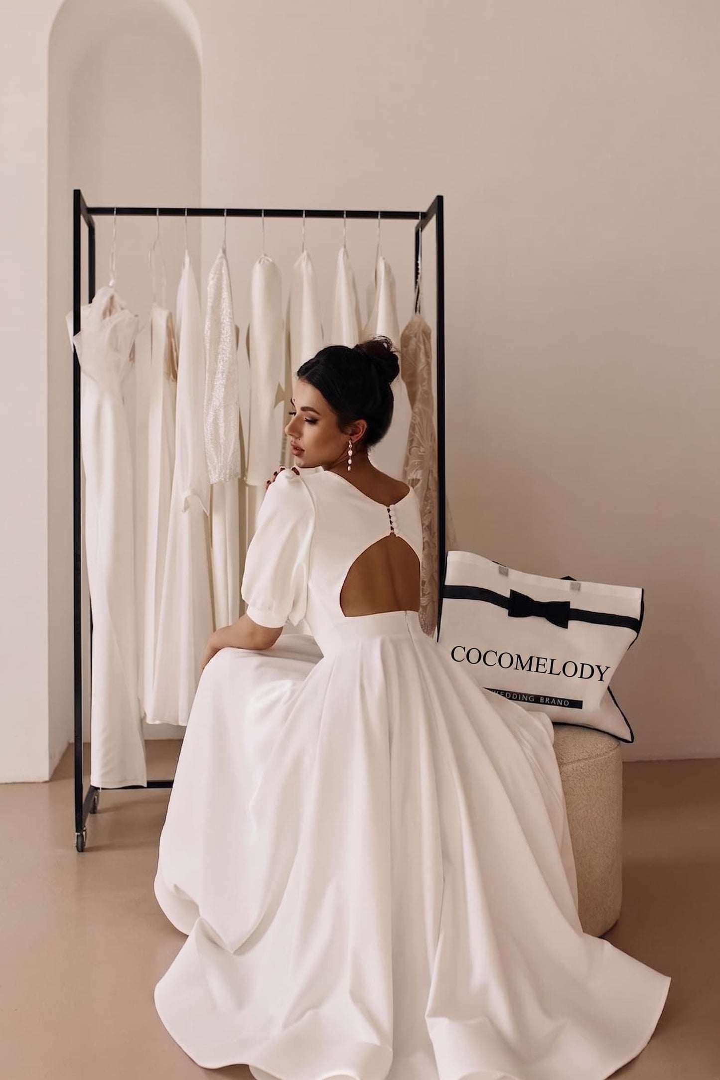 A-Line Tea Length Elastic Cloth Little White Dress 100012