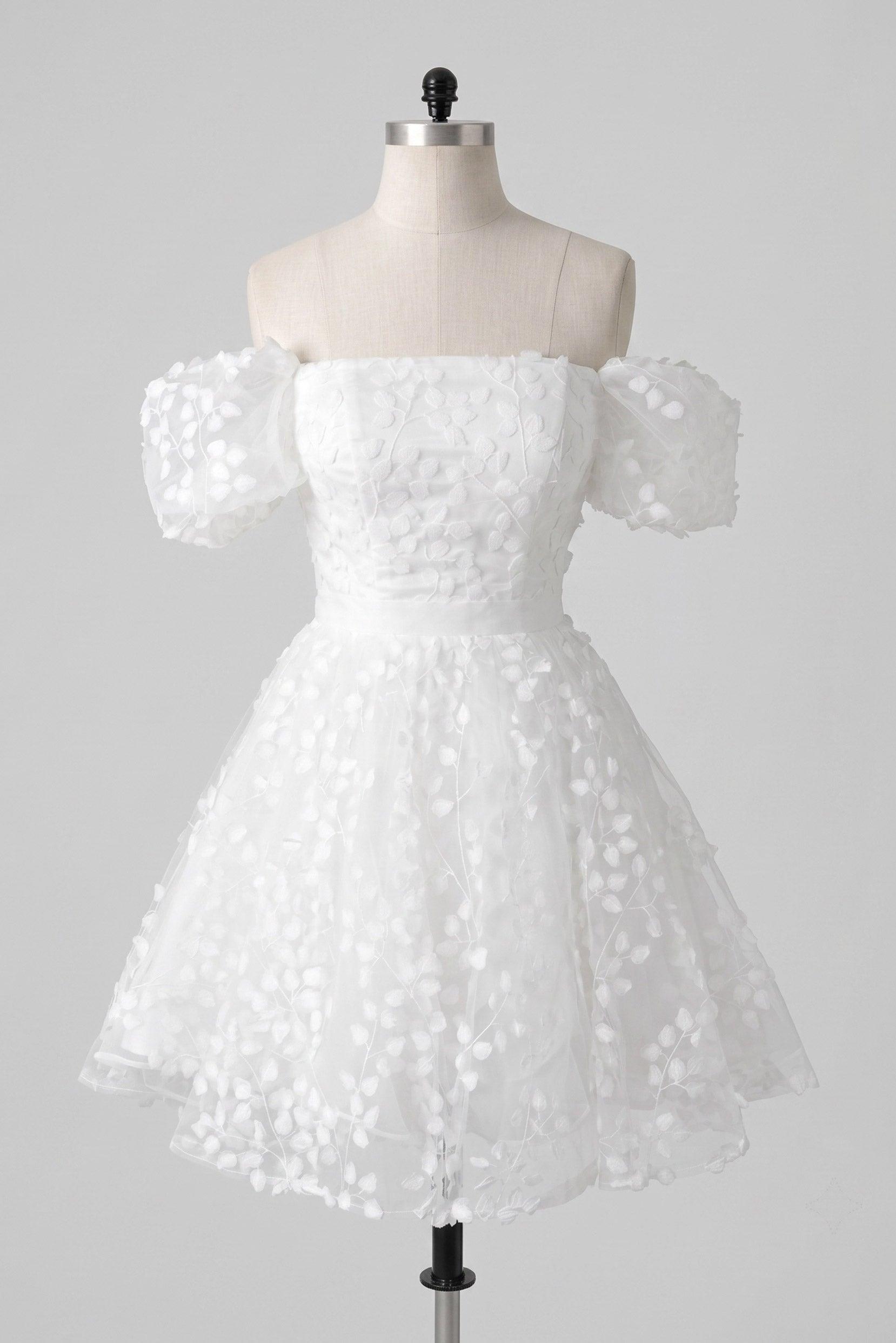A-Line Short-Mini Lace Organza Little White Dress 100040 - 15 Days / Ivory / US0-UK2-EUR30 - COCOMELODY