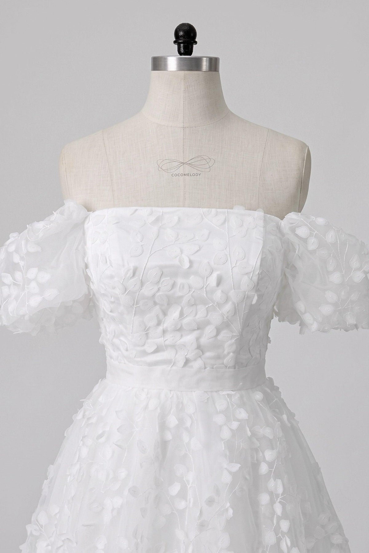 A-Line Short-Mini Lace Organza Little White Dress 100040 - 15 Days / Ivory / US0-UK2-EUR30 - COCOMELODY