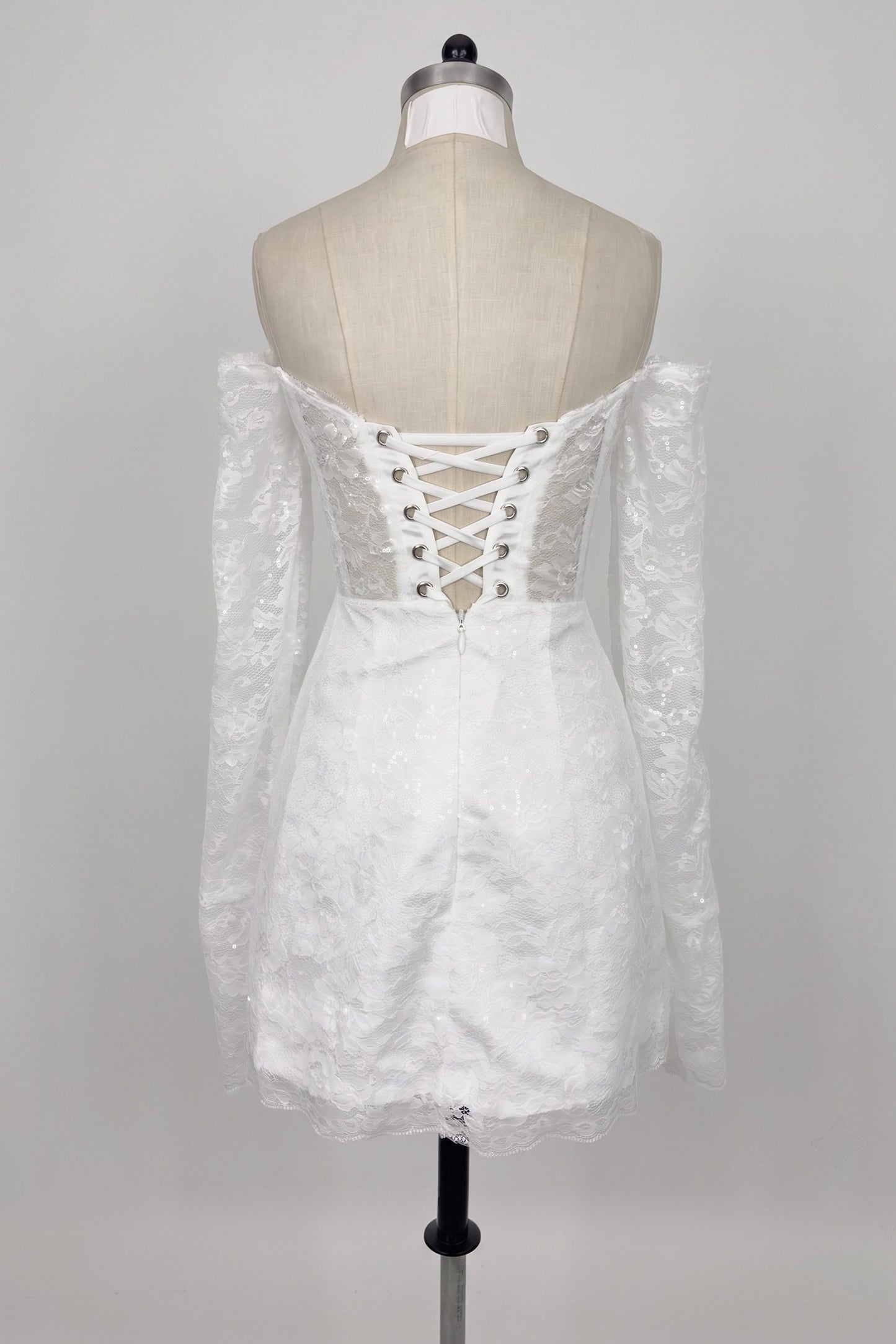 Sheath-Column Short-Mini Lace Little White Dress 100048