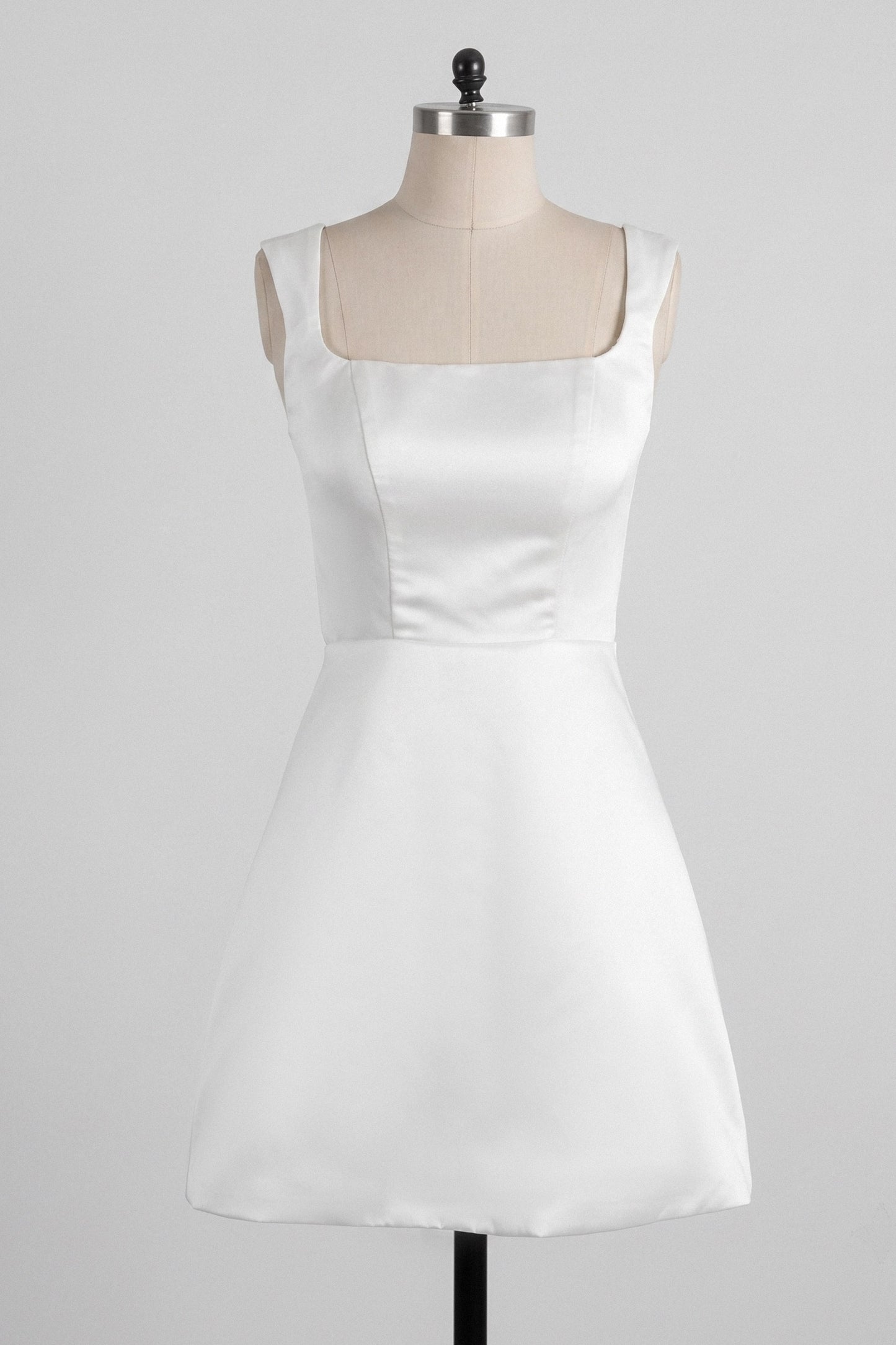 A-Line Short-Mini Satin Little White Dress 100050