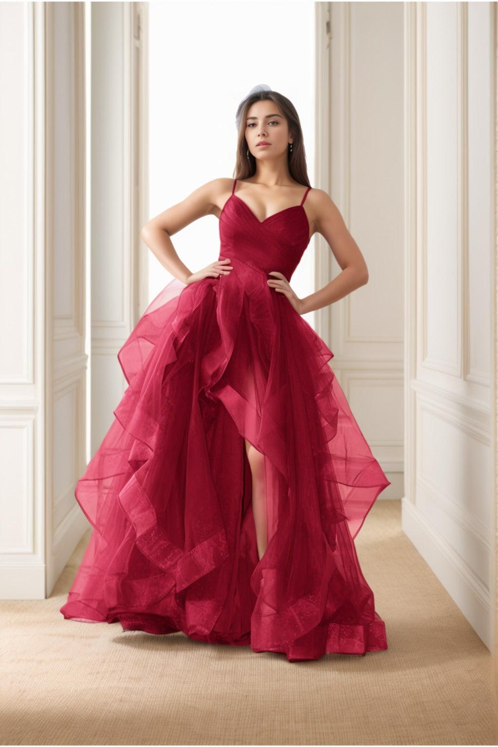 A-Line Floor-Length Tulle Prom Dress CS0412 - COCOMELODY