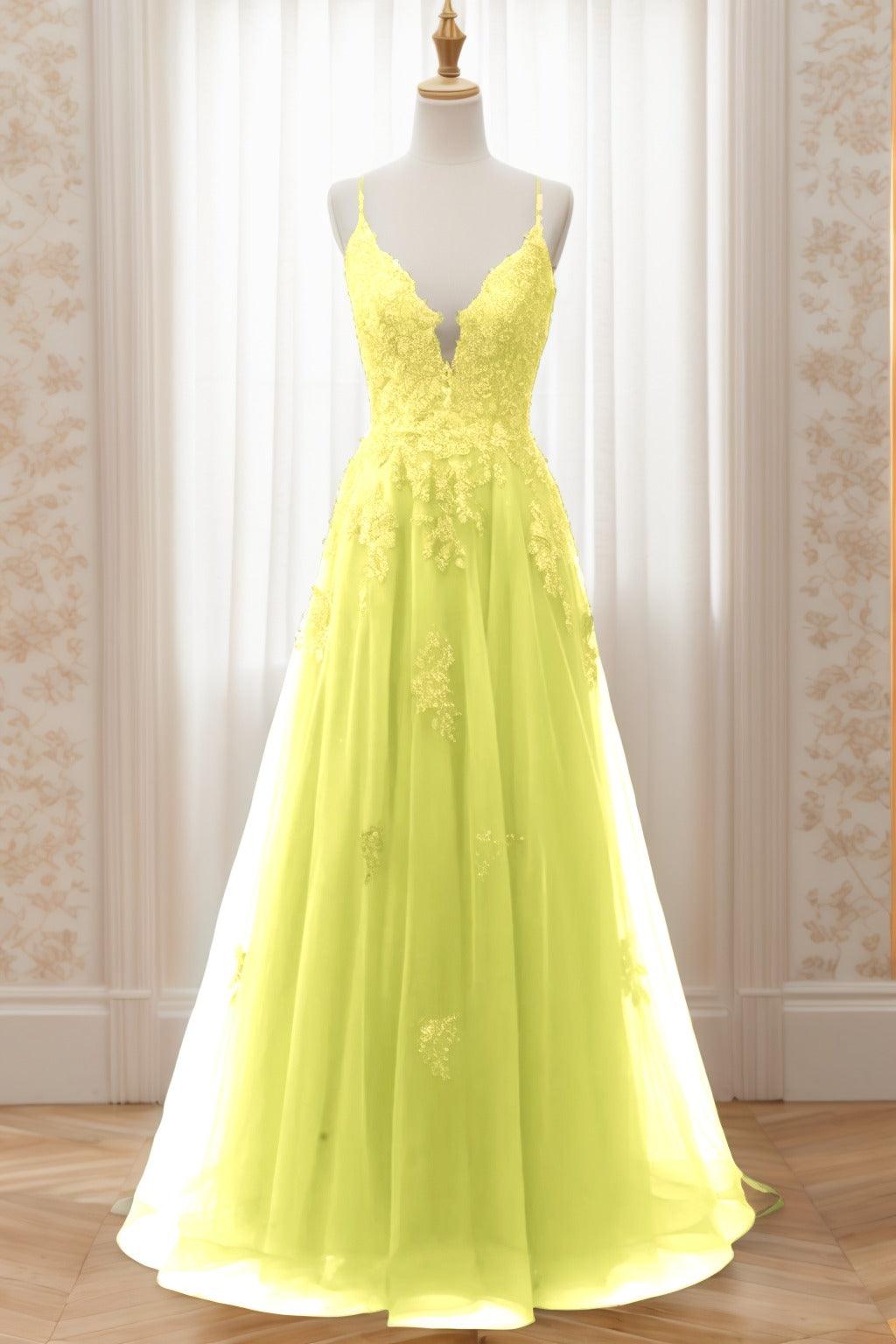 A-Line Sweep-Brush Train Tulle Prom Dress CS0463 - COCOMELODY