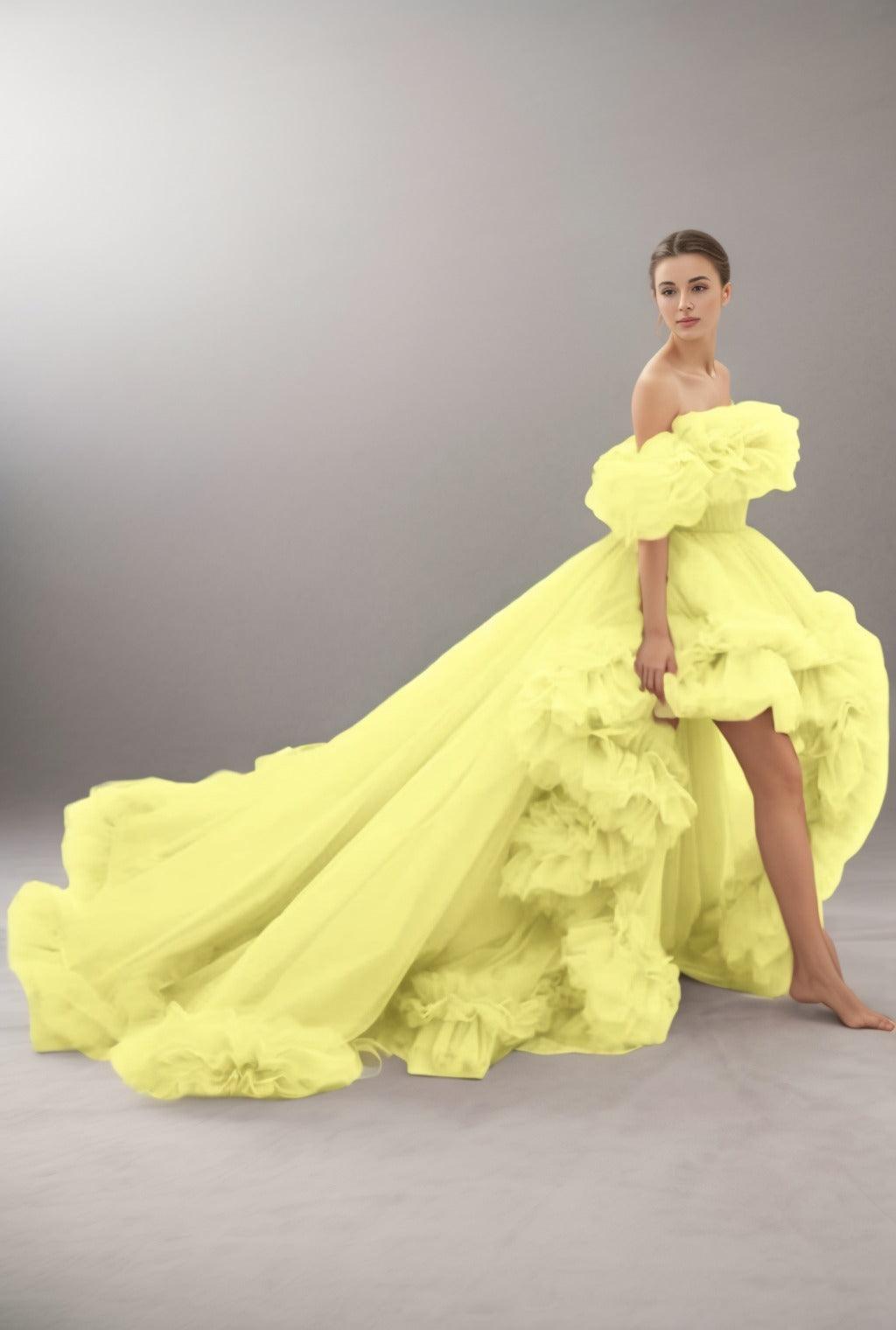 A-Line Court Train Tulle Prom Dress CS0406 - COCOMELODY