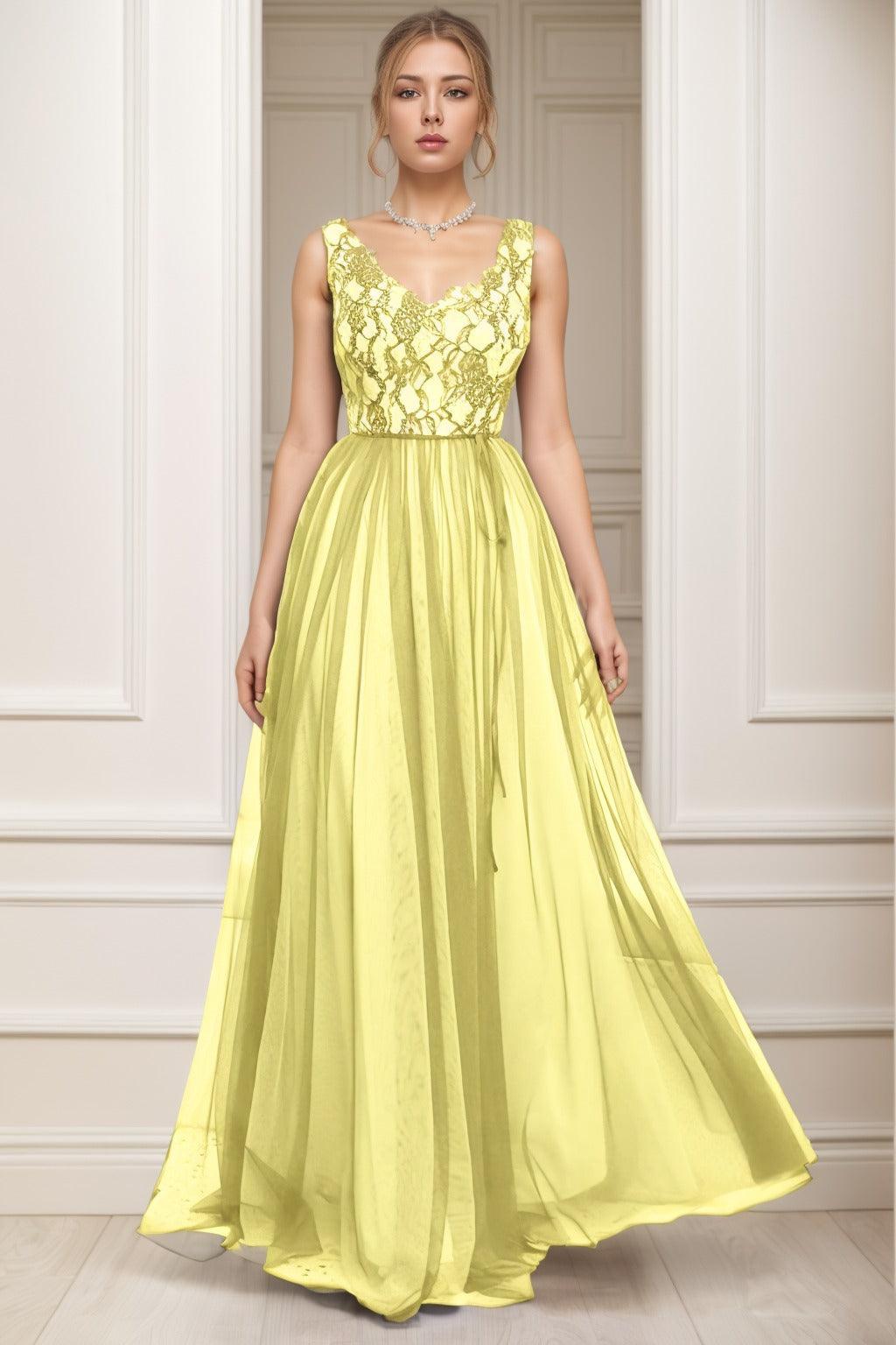 A-Line Sweep-Brush Train Tulle Prom Dress CS0466 - COCOMELODY