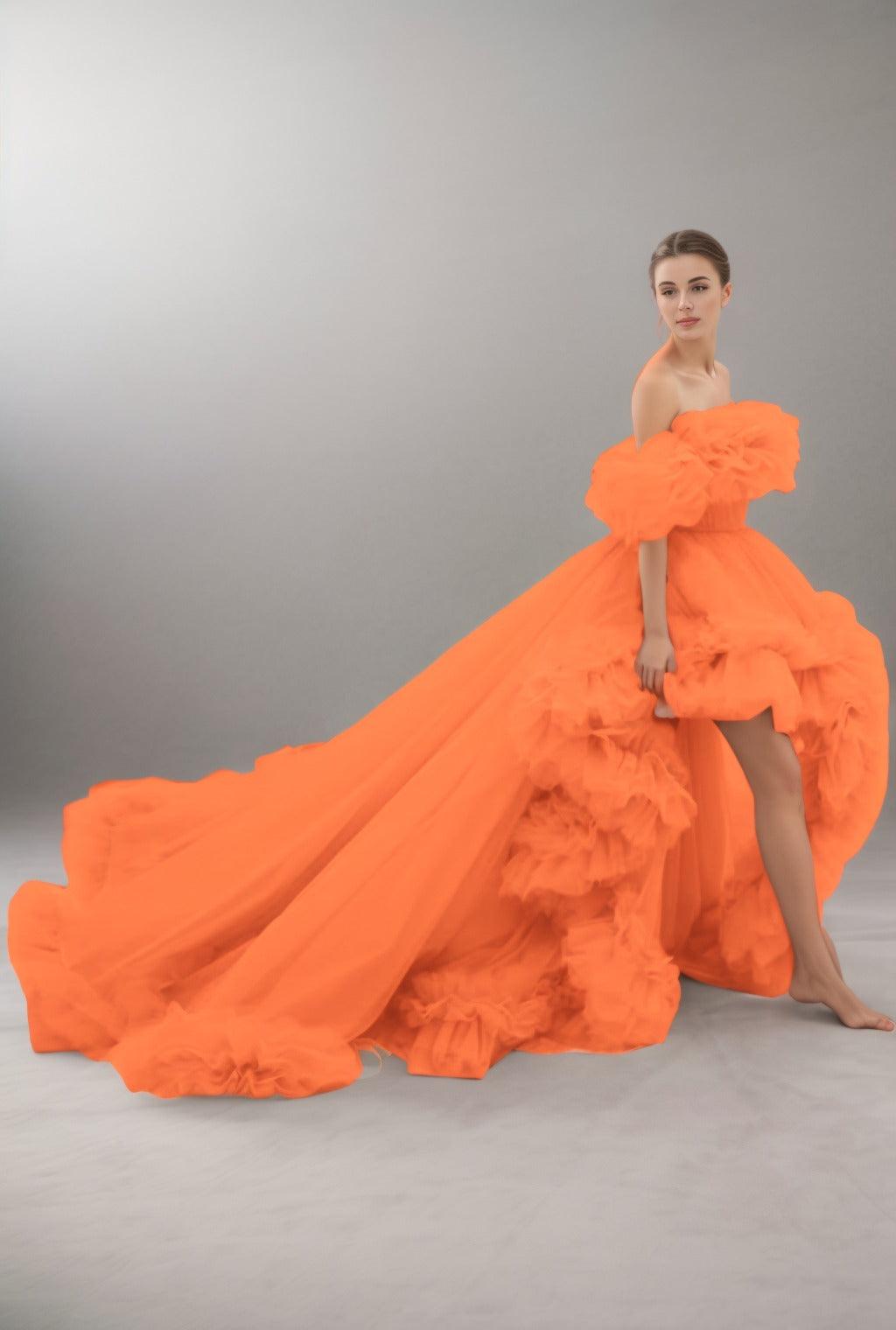A-Line Court Train Tulle Prom Dress CS0406 - COCOMELODY