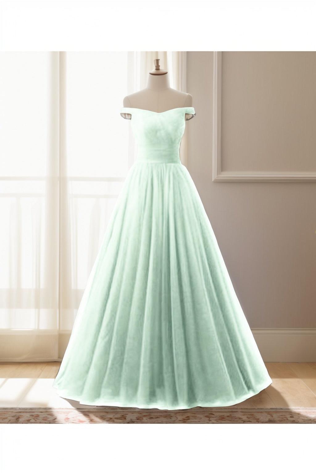 A-Line Floor Length Tulle Prom Dress CS0459 - COCOMELODY