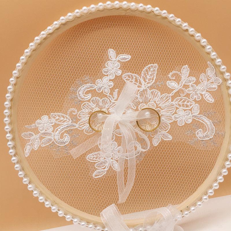 Bow lace handmade creative ring pillow embroidery hoop 598565755946 - COCOMELODY