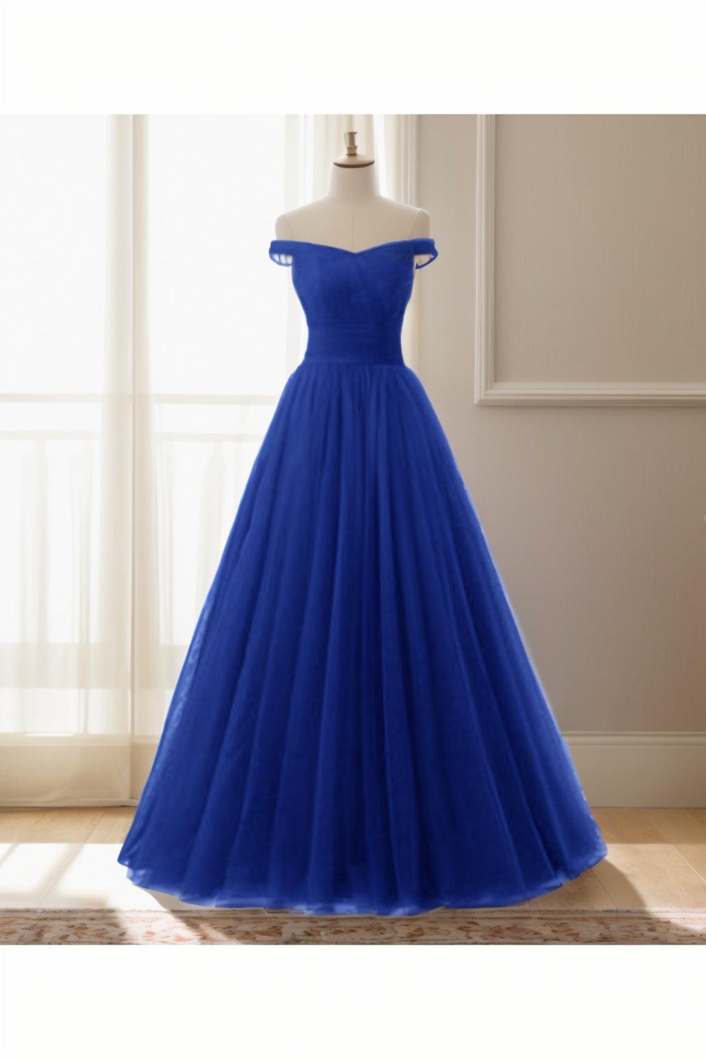 A-Line Floor Length Tulle Prom Dress CS0459 - COCOMELODY