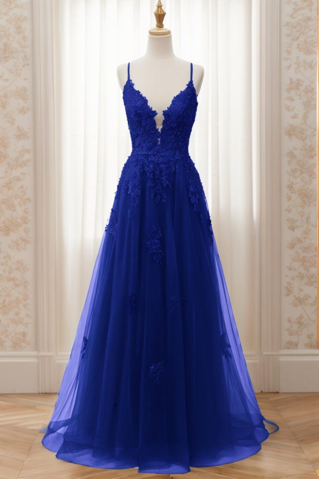 A-Line Sweep-Brush Train Tulle Prom Dress CS0463 - COCOMELODY