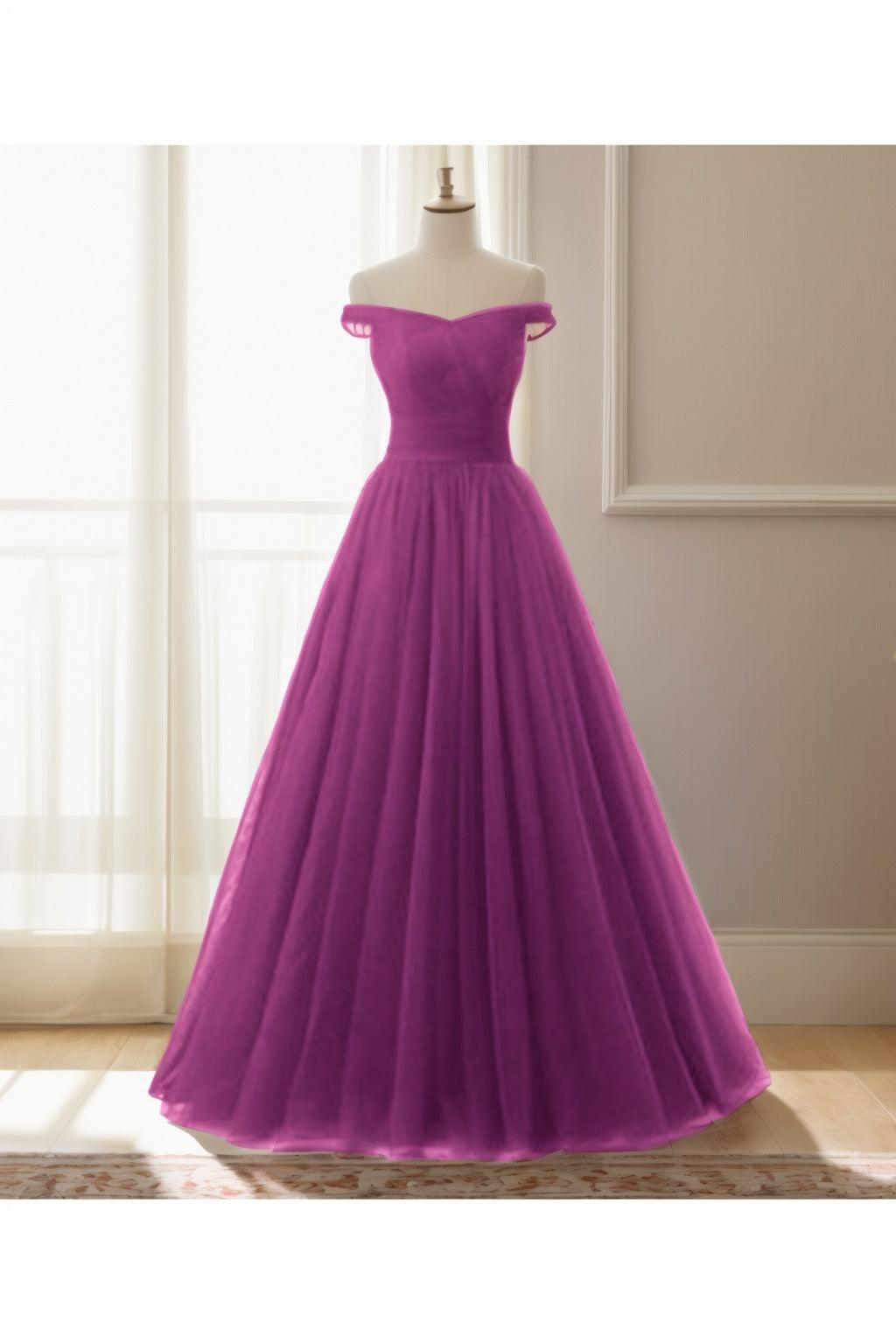 A-Line Floor Length Tulle Prom Dress CS0459 - COCOMELODY
