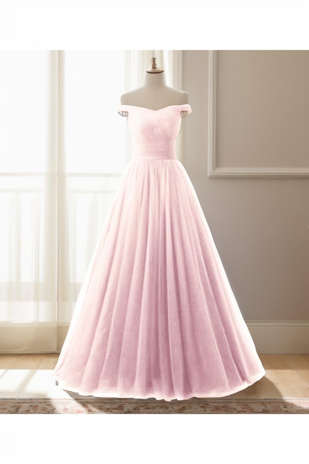 A-Line Floor Length Tulle Prom Dress CS0459 - COCOMELODY