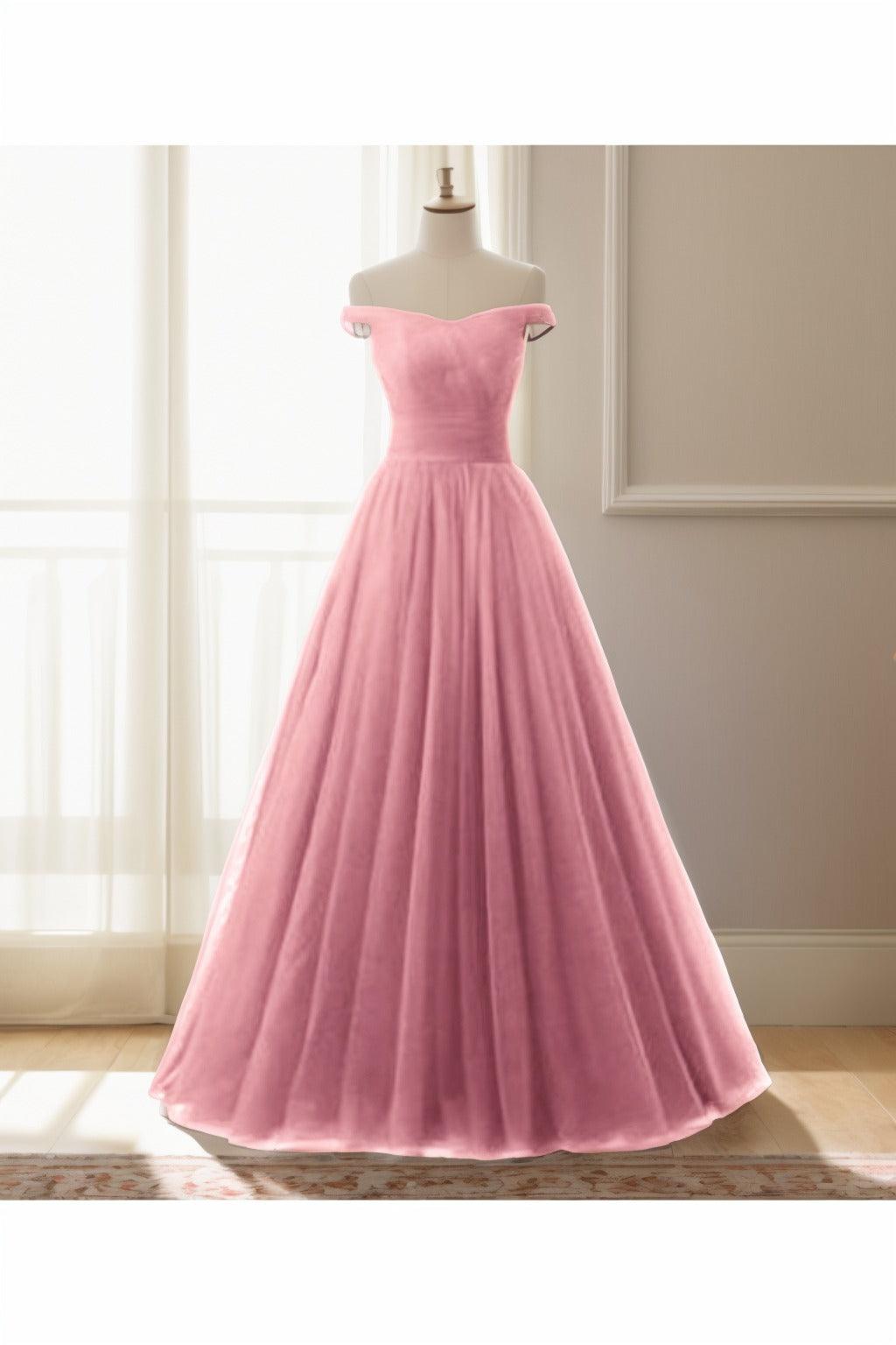 A-Line Floor Length Tulle Prom Dress CS0459 - COCOMELODY