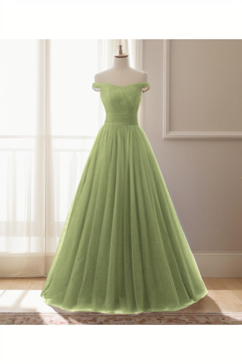 A-Line Floor Length Tulle Prom Dress CS0459 - COCOMELODY