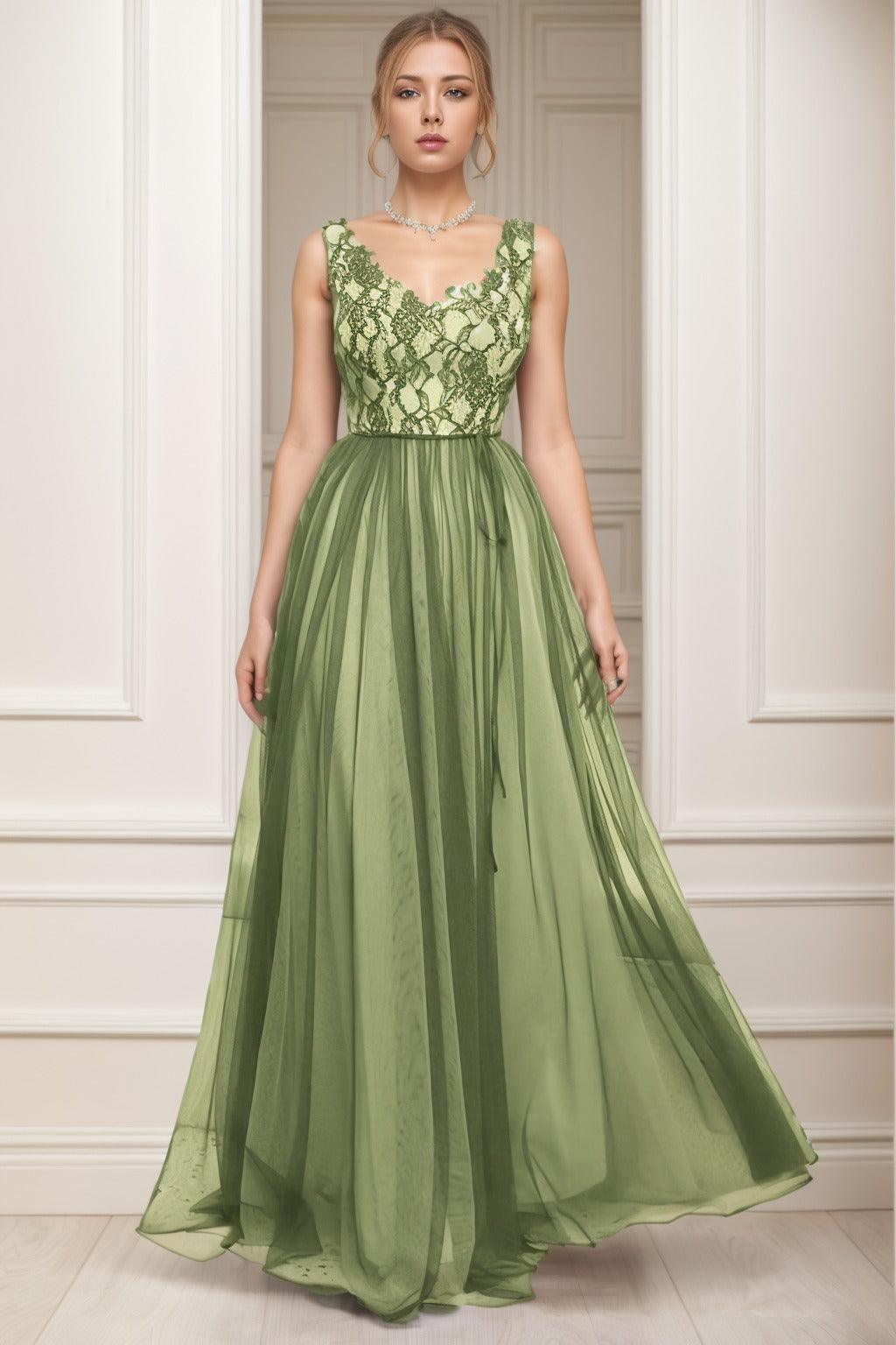 A-Line Sweep-Brush Train Tulle Prom Dress CS0466 - COCOMELODY