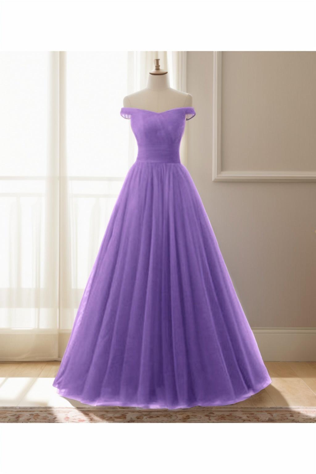 A-Line Floor Length Tulle Prom Dress CS0459 - COCOMELODY