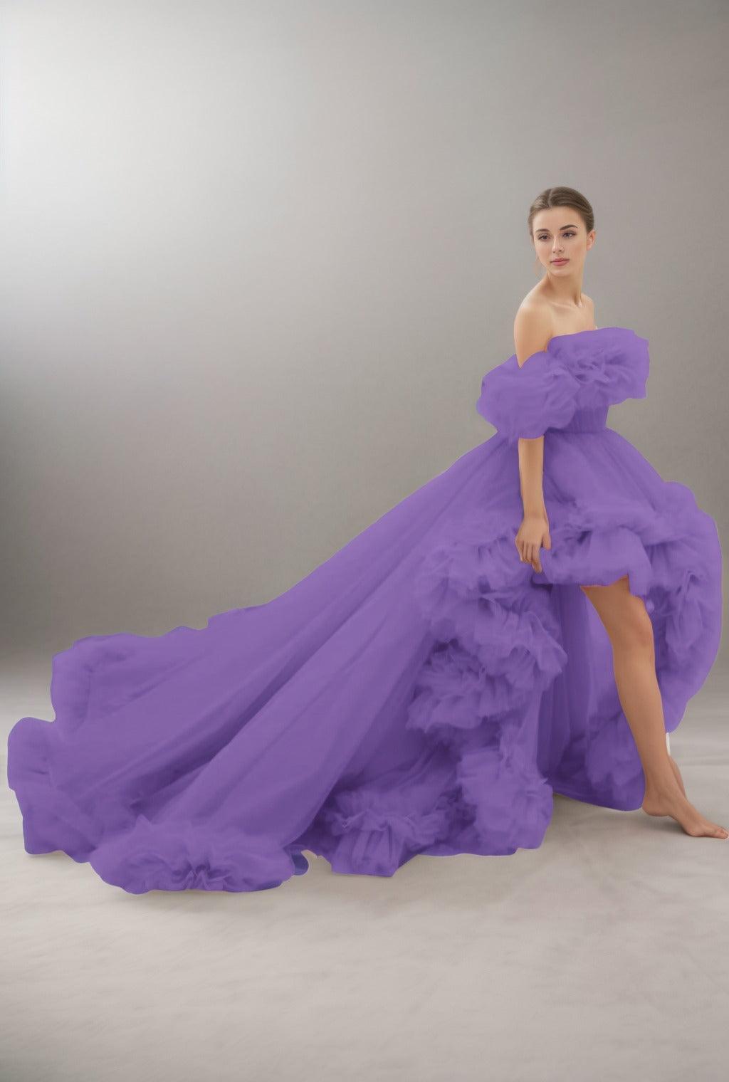 A-Line Court Train Tulle Prom Dress CS0406 - COCOMELODY