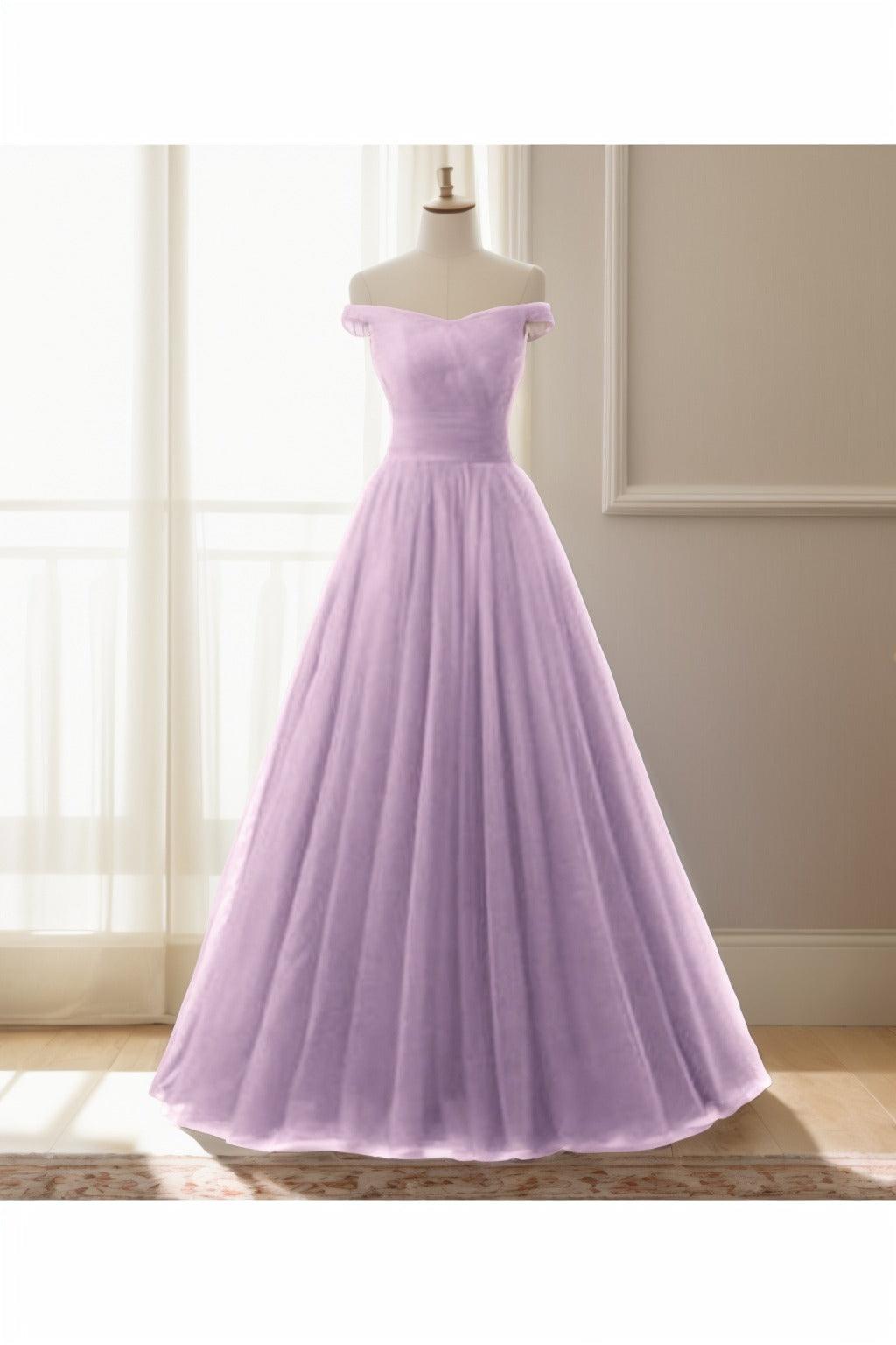 A-Line Floor Length Tulle Prom Dress CS0459 - COCOMELODY