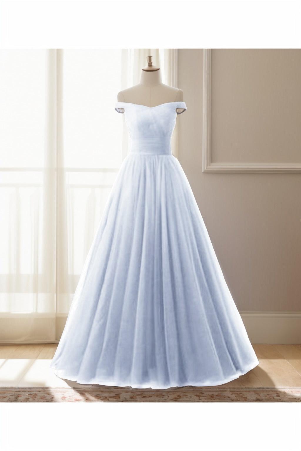A-Line Floor Length Tulle Prom Dress CS0459 - COCOMELODY