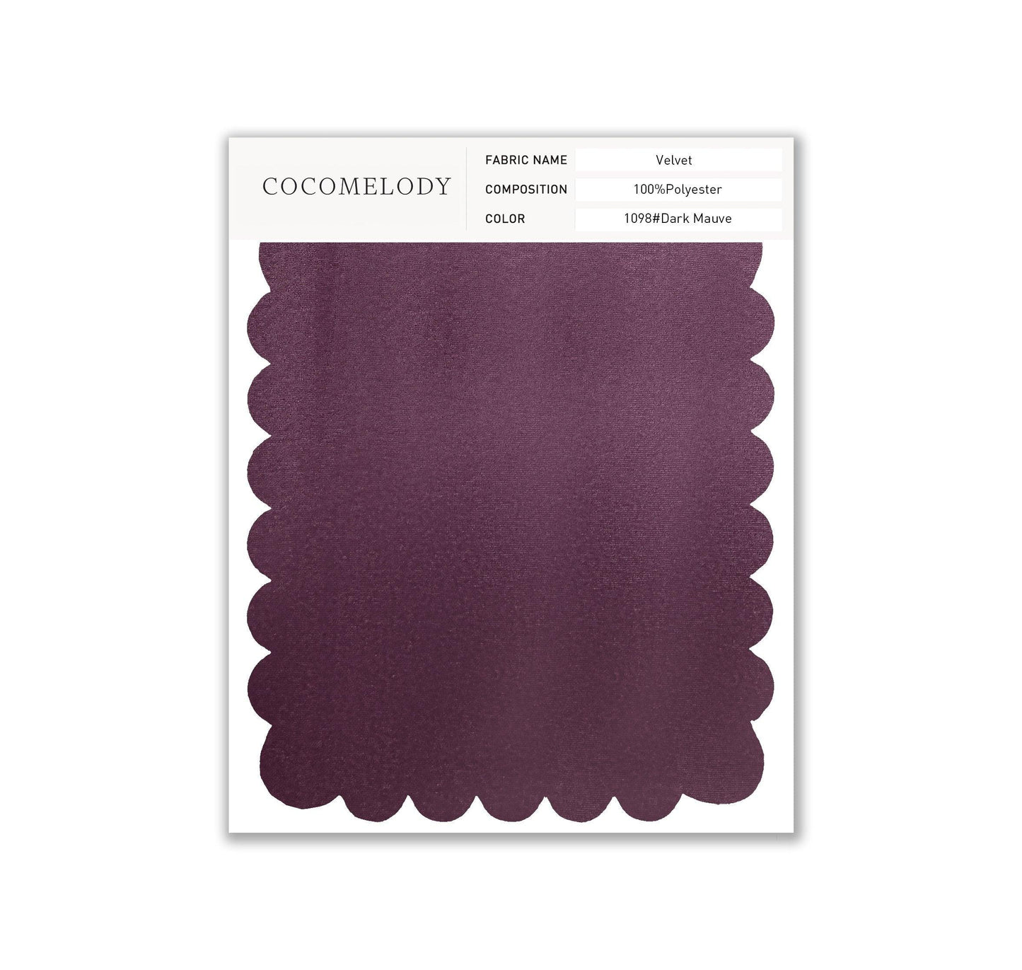 Velvet Fabric Swatch in Single Color SWVT19004 - COCOMELODY