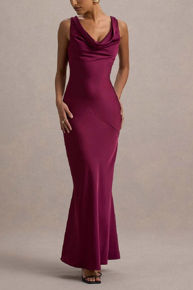 Trumpet-Mermaid Maxi Luxe Satin Semi-Formal Dresses 895917818892