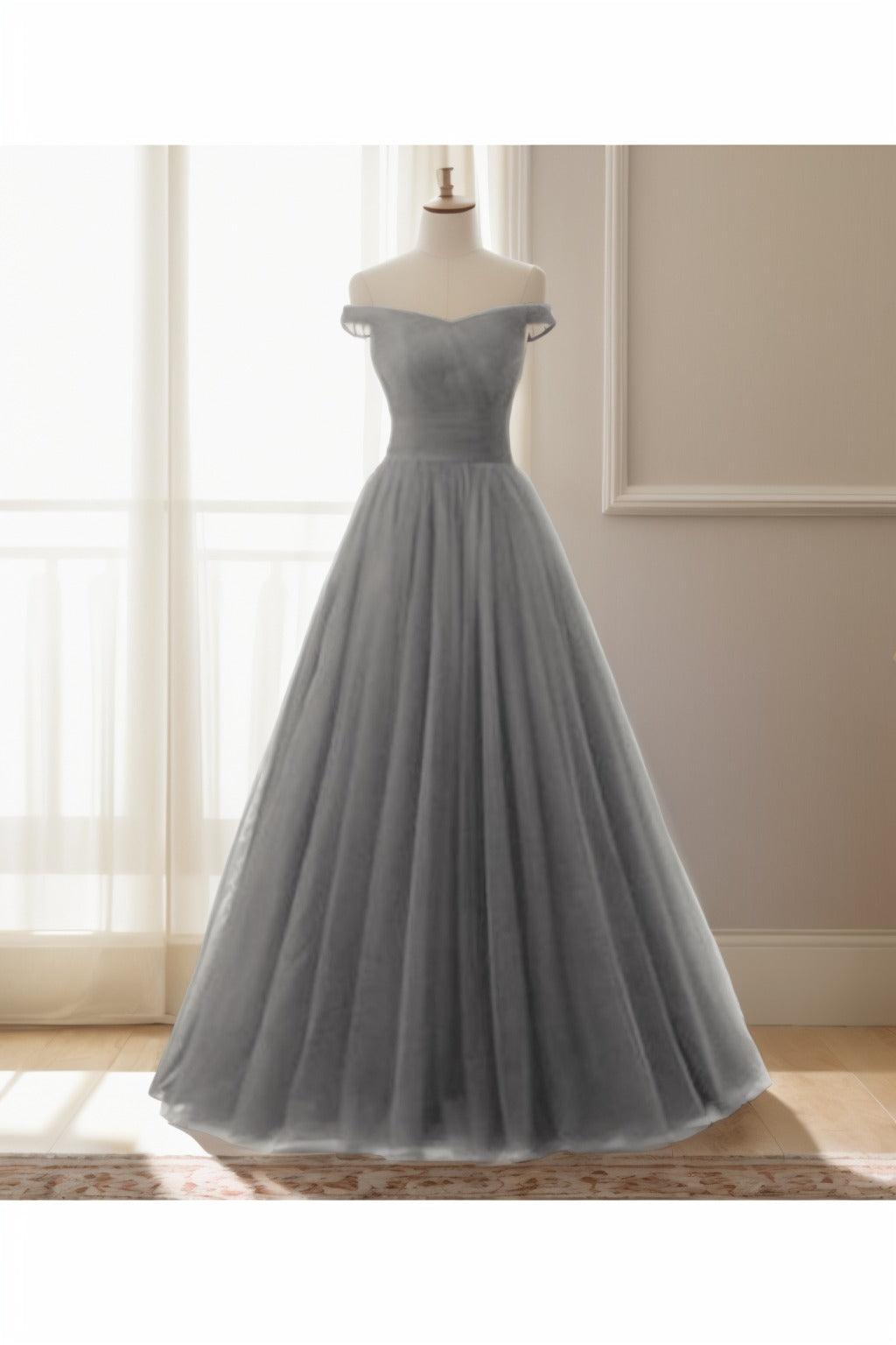 A-Line Floor Length Tulle Prom Dress CS0459 - COCOMELODY
