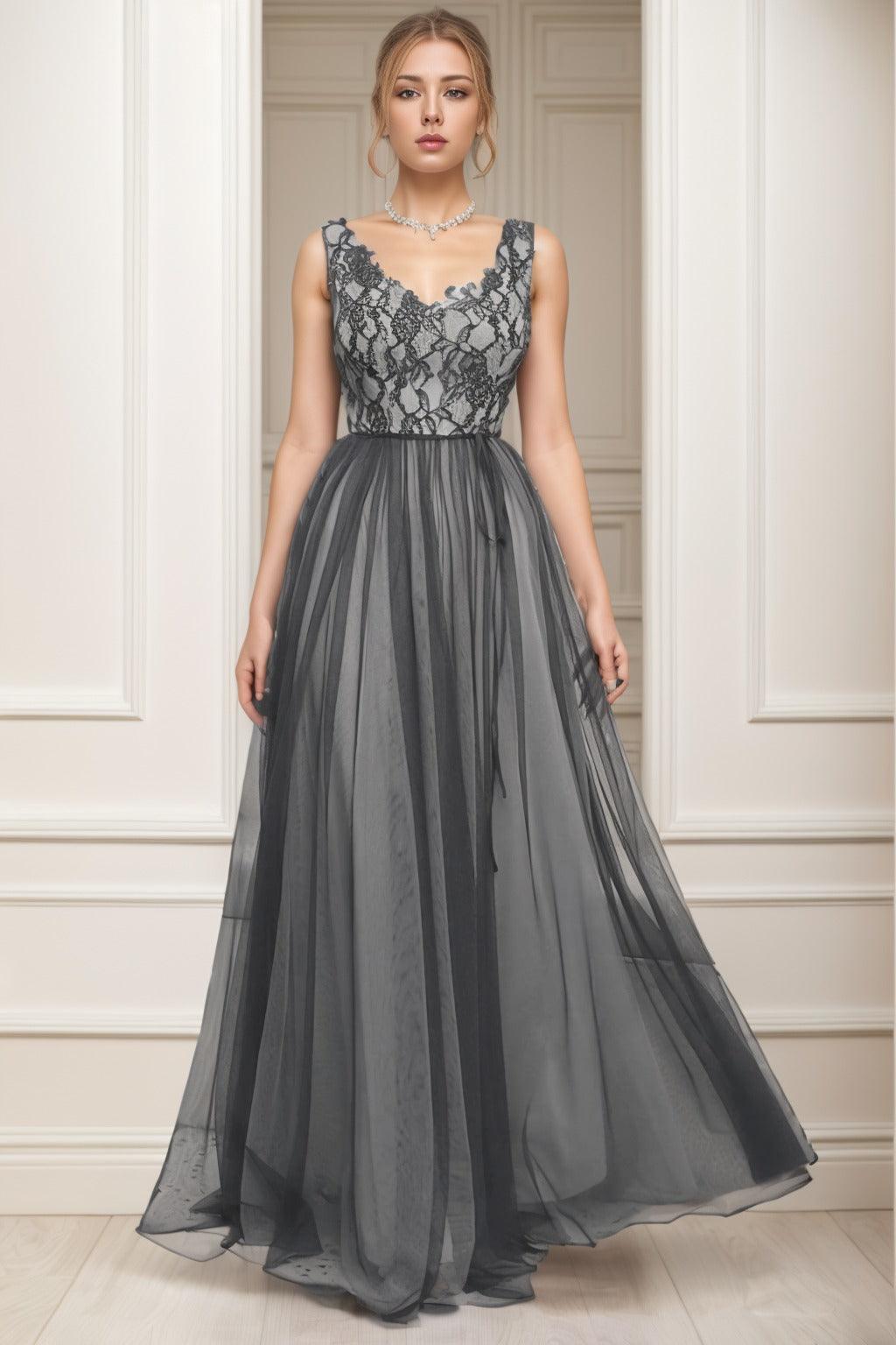 A-Line Sweep-Brush Train Tulle Prom Dress CS0466 - COCOMELODY