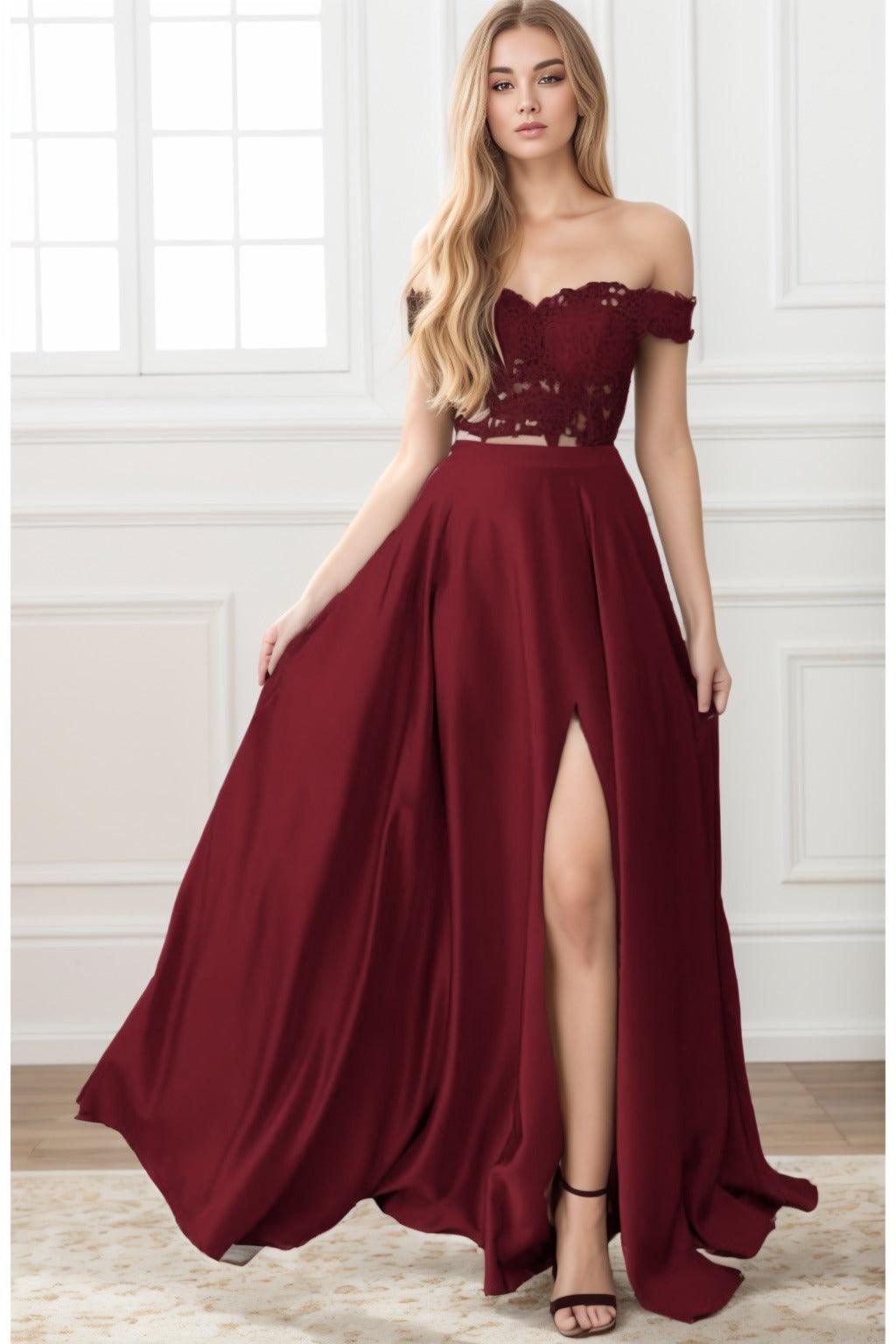A-Line Sweep-Brush Train Elastic Satin Prom Dress CS0414 - COCOMELODY
