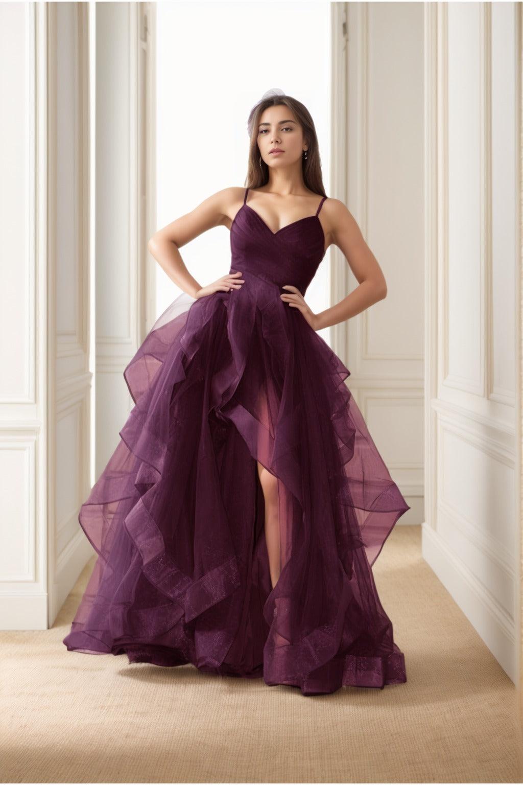 A-Line Floor-Length Tulle Prom Dress CS0412 - COCOMELODY