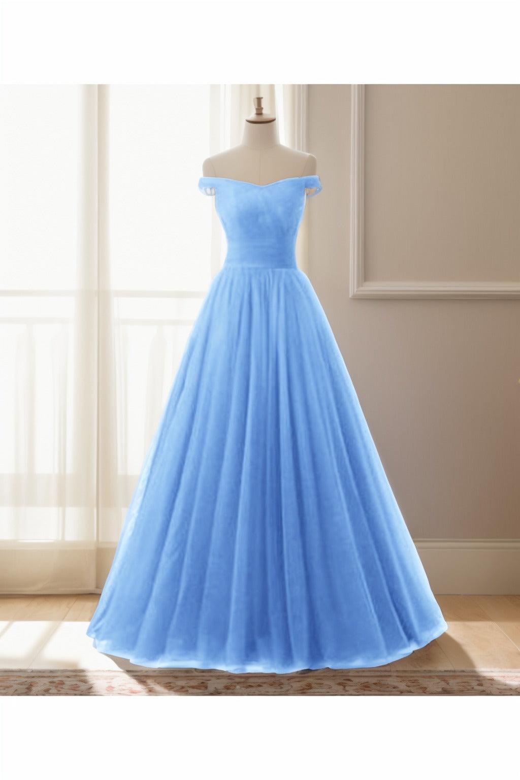 A-Line Floor Length Tulle Prom Dress CS0459 - COCOMELODY