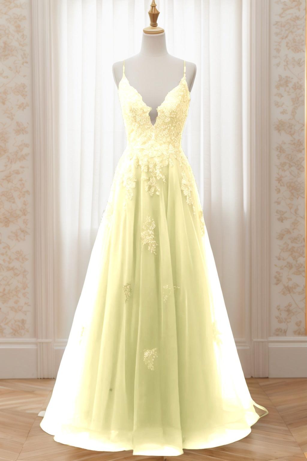A-Line Sweep-Brush Train Tulle Prom Dress CS0463 - COCOMELODY
