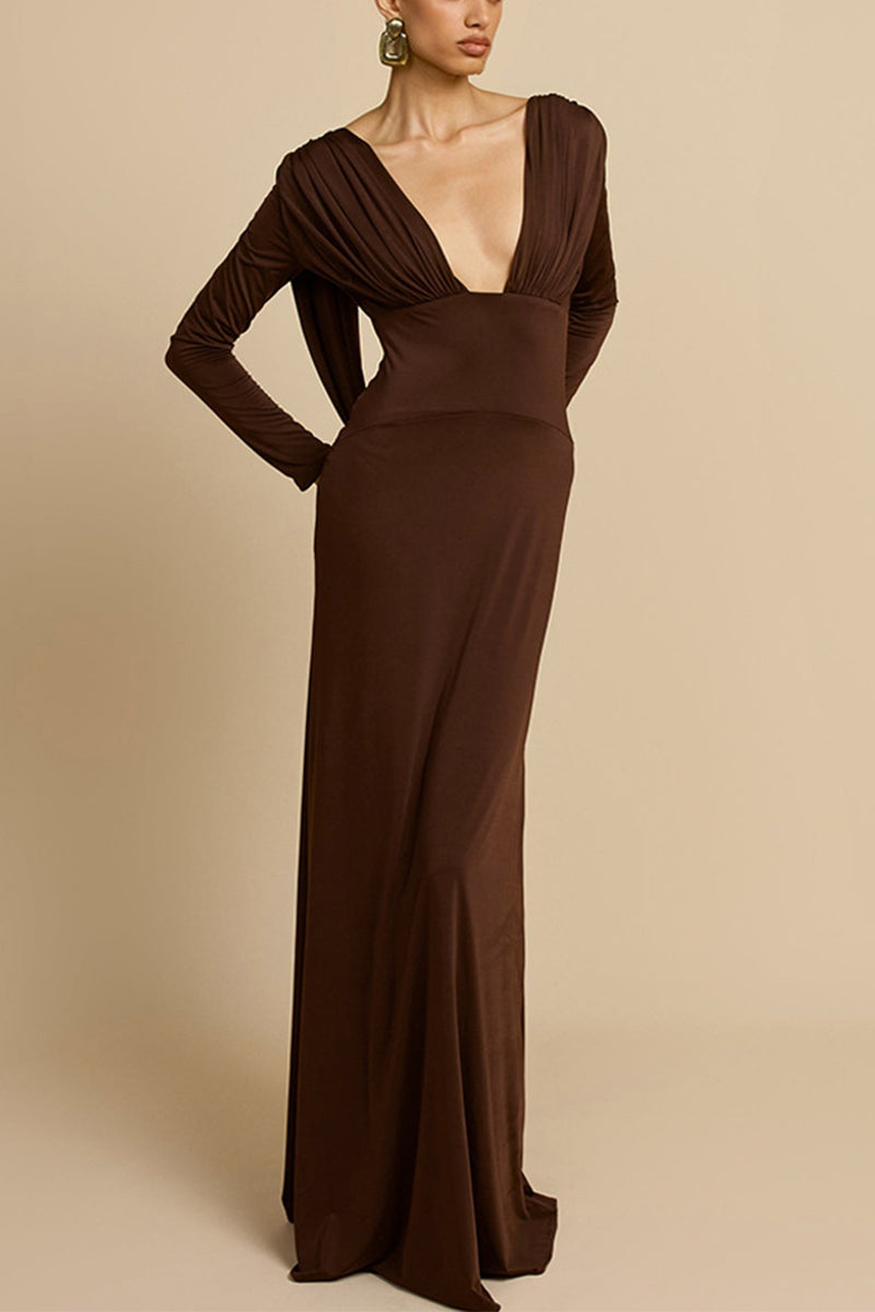Sheath-Column Maxi Knitted Fabric Dress 962163073803