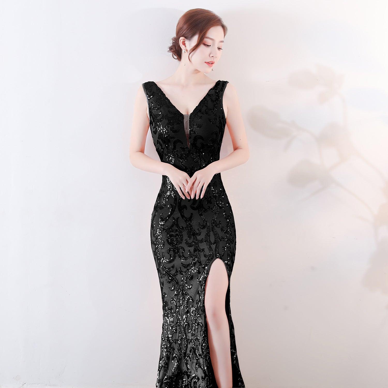 Trumpet-Mermaid Floor Length Sequins Dress 682171341454 - COCOMELODY
