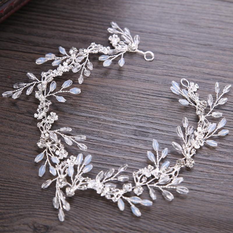 Headwear White crystal handmade headband Bridal Wedding Dress Accessories Bridal Headpieces 606632055117 - COCOMELODY