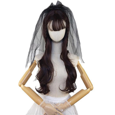 Black veil chiffon bow simple headdress with plain edge 607106461584 - COCOMELODY