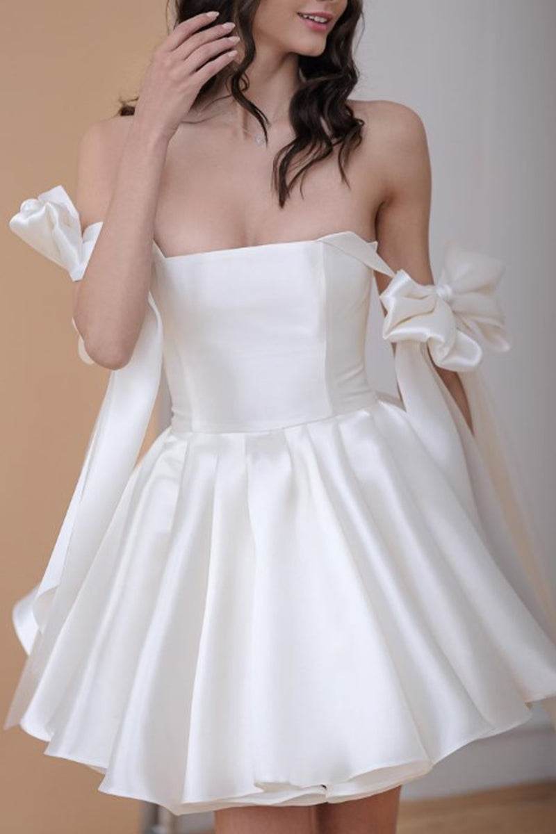 white satin a line mini dress Cecilia Satin Mini Dress