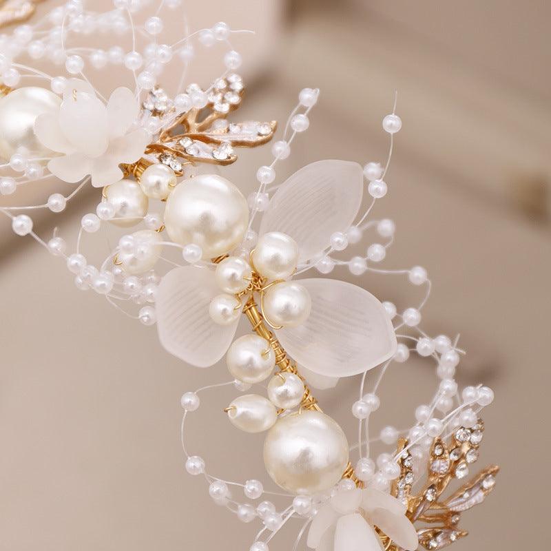 White bridal pearl Headpieces wedding accessories 609189851037 - COCOMELODY
