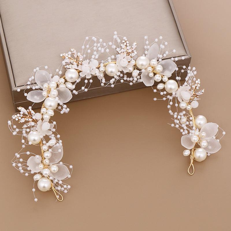 White bridal pearl Headpieces wedding accessories 609189851037 - COCOMELODY